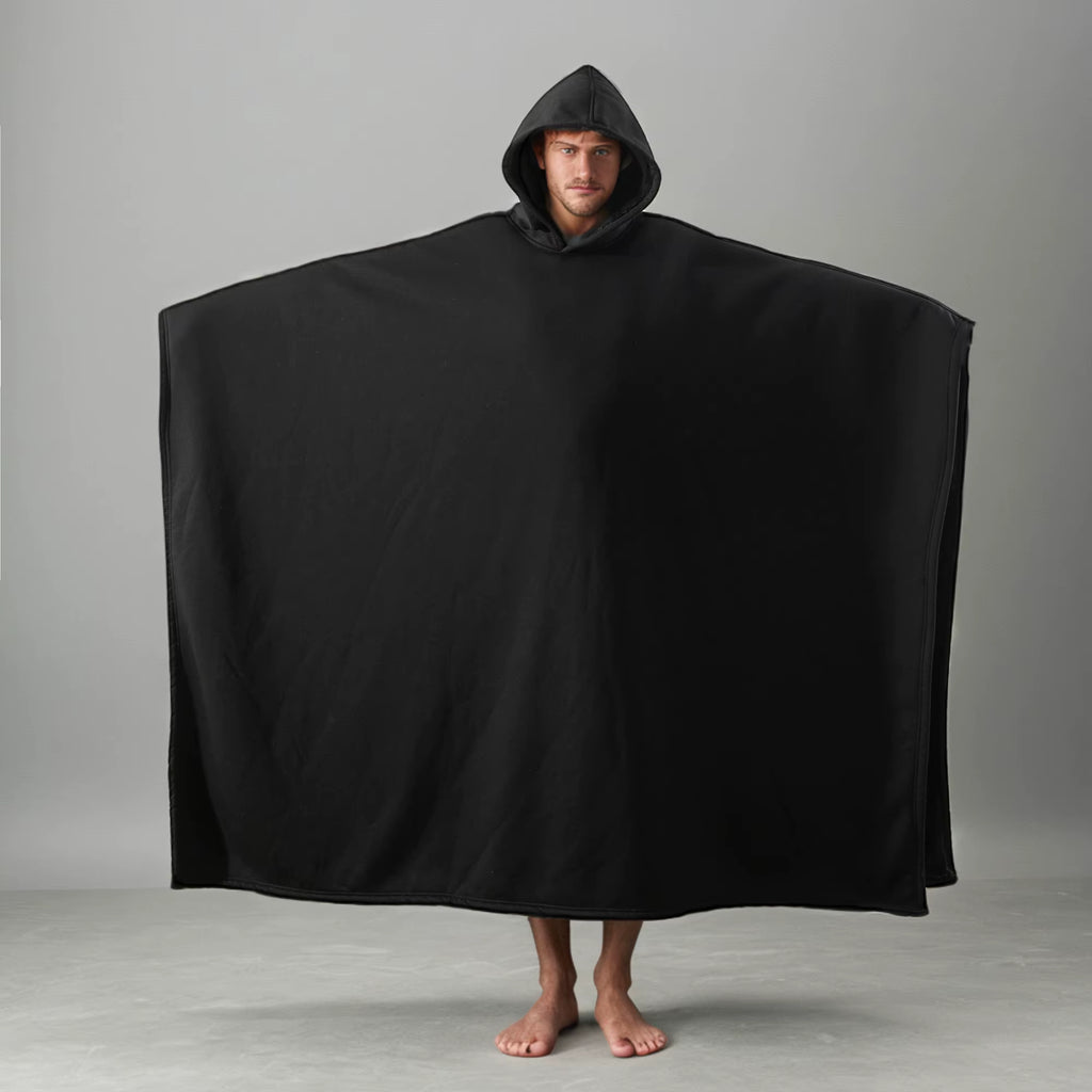 Wearable Blanket Cloak Hoodie Unisex Oversized Loose Long Cape Tops Weighted Hooded Poncho Sherpa Blanket Cape